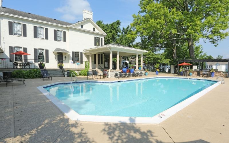 a swimming pool in a backyard