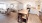 a kitchen with a wood floor